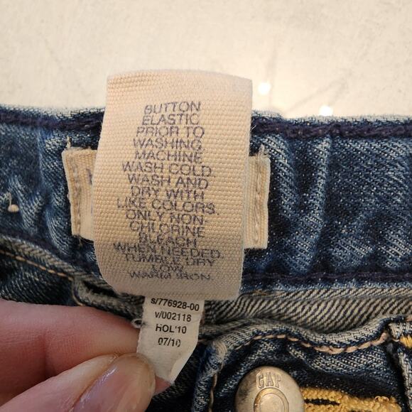 Gap Kids Boot Fit Denim Jeans Distressed SZ 6 Adjustable Waist Girls Wide Leg - Picture 6 of 10